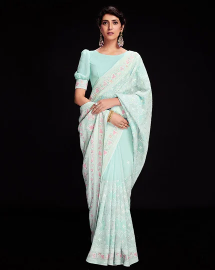 Floral Print Saree with Border
