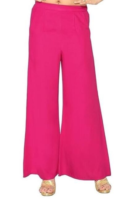 Indian Ethnic Rayon Designer Plain Casual Wear Plazo Pant for Women's (Black, Free Size)