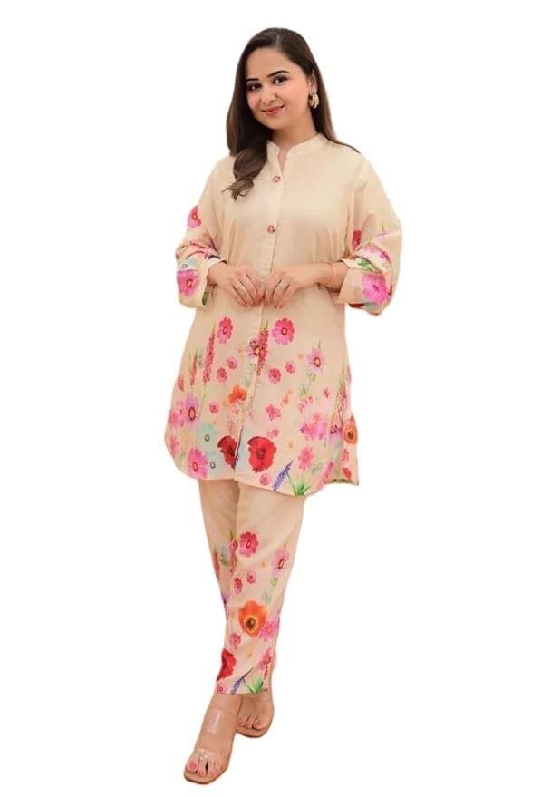 51a1yEzPBwL._SY879_ Women's Rayon Co Ord Set | Co Ord Set for Women Stylish | Kurta Set for Women | Kurta Set | Ethnic Co Ord Set for Women | 3/4 Sleeve Women Co-ord set - Image 1