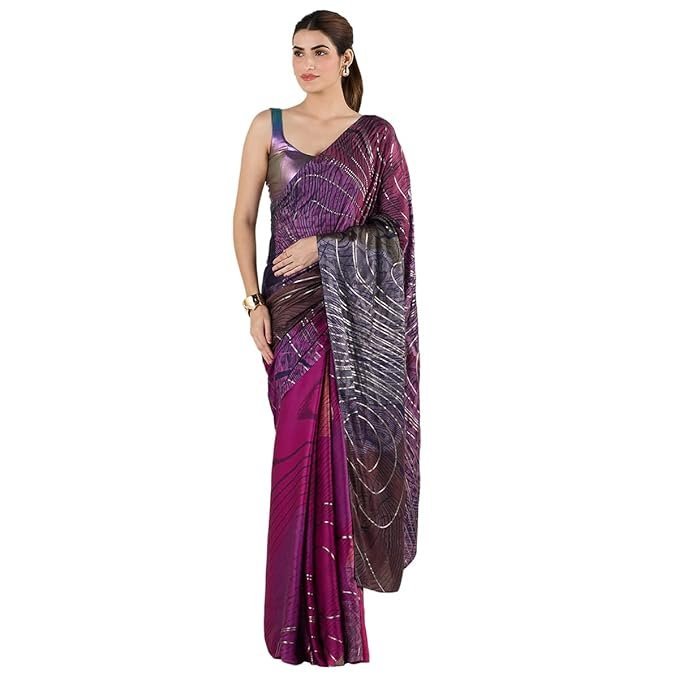 618tj97PXiL._SX679_ Purple liva satin lite foil saree - Image 1
