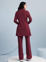 Women's Solid Color Two-Piece Set | Long Sleeve Top & Wide Leg Pants Co-ord Set - Image 3