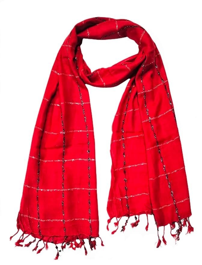 71MAN+ugIvL._SY879_ Women And Girl's Fancy Viscose Jhanda Checked Scarves, Scarf, Stole - Image 1