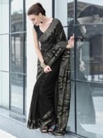 Women's Georgette Sequence Work Saree with Unstitched Blouse Piece - Image 3