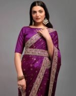Embellished Saree with Patch Border - Image 4