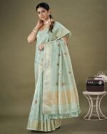 Embellished Design Tassels and Latkans Organza Saree - Image 2