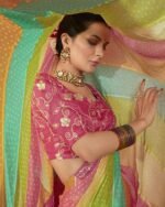 Women Bandhani Print Saree with Contrast Border - Image 3