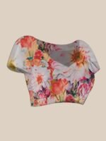 Women Floral Print Chiffon Saree - Image 4
