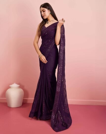 Women Embellished Georgette Saree