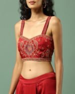 Pre-Draped Saree with Embroidered Blouse - Image 6