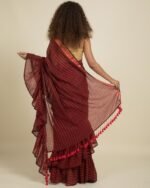 Striped Saree with Ruffles - Image 4