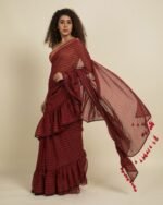 Striped Saree with Ruffles - Image 3