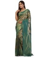 Floral Print Saree with Contrast Border - Image 4