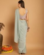 Embellished Saree with Contrast Border - Image 4