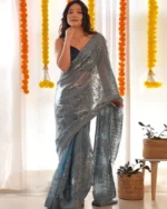 Women Embroidered Semi-Sheer Organza Saree