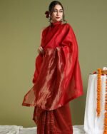 Woven Saree with Contrast Border - Image 2