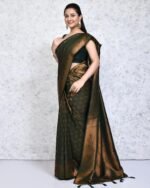 Women Silk Saree with Woven Motifs - Image 3