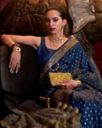 Women Paisley Woven Satin Silk Saree - Image 2