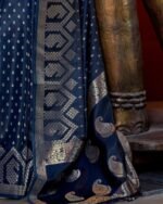 Women Paisley Woven Satin Silk Saree - Image 5