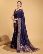 Women Floral Print Saree - Image 3