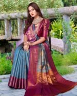 Women Jacquard Saree With Unstitched Blouse - Image 3